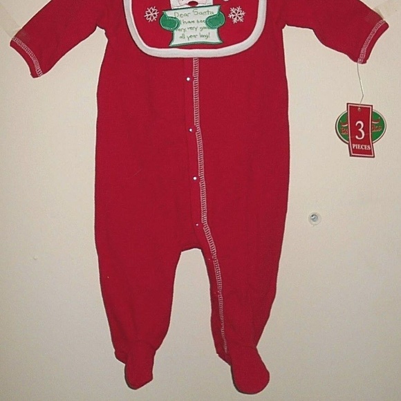 Infant Baby Christmas Santa Body Suit 3 piece Set - Picture 2 of 4